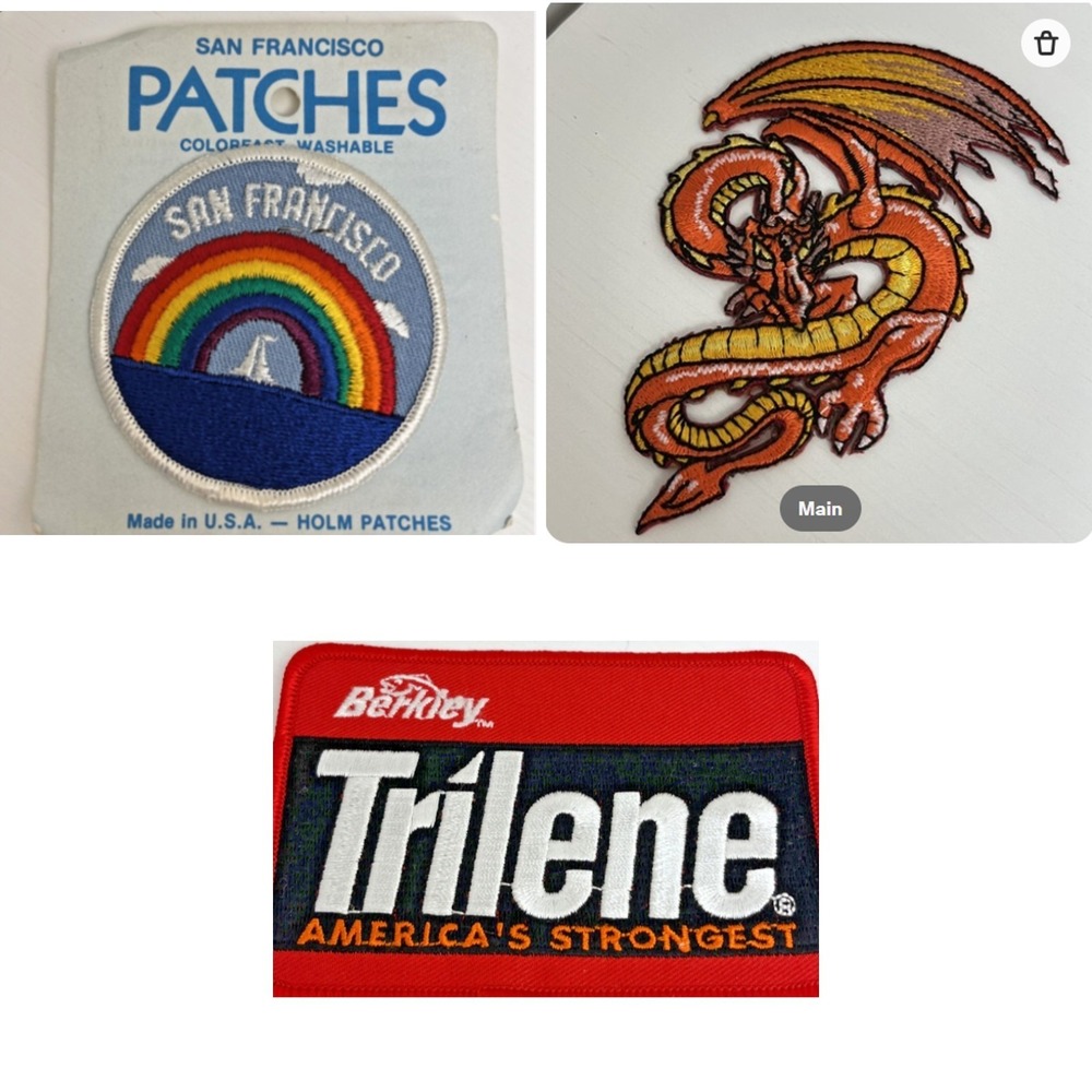 Lot 3 Embroidered Patches Berkley Trilene Dragon San Francisco‎ Rainbow